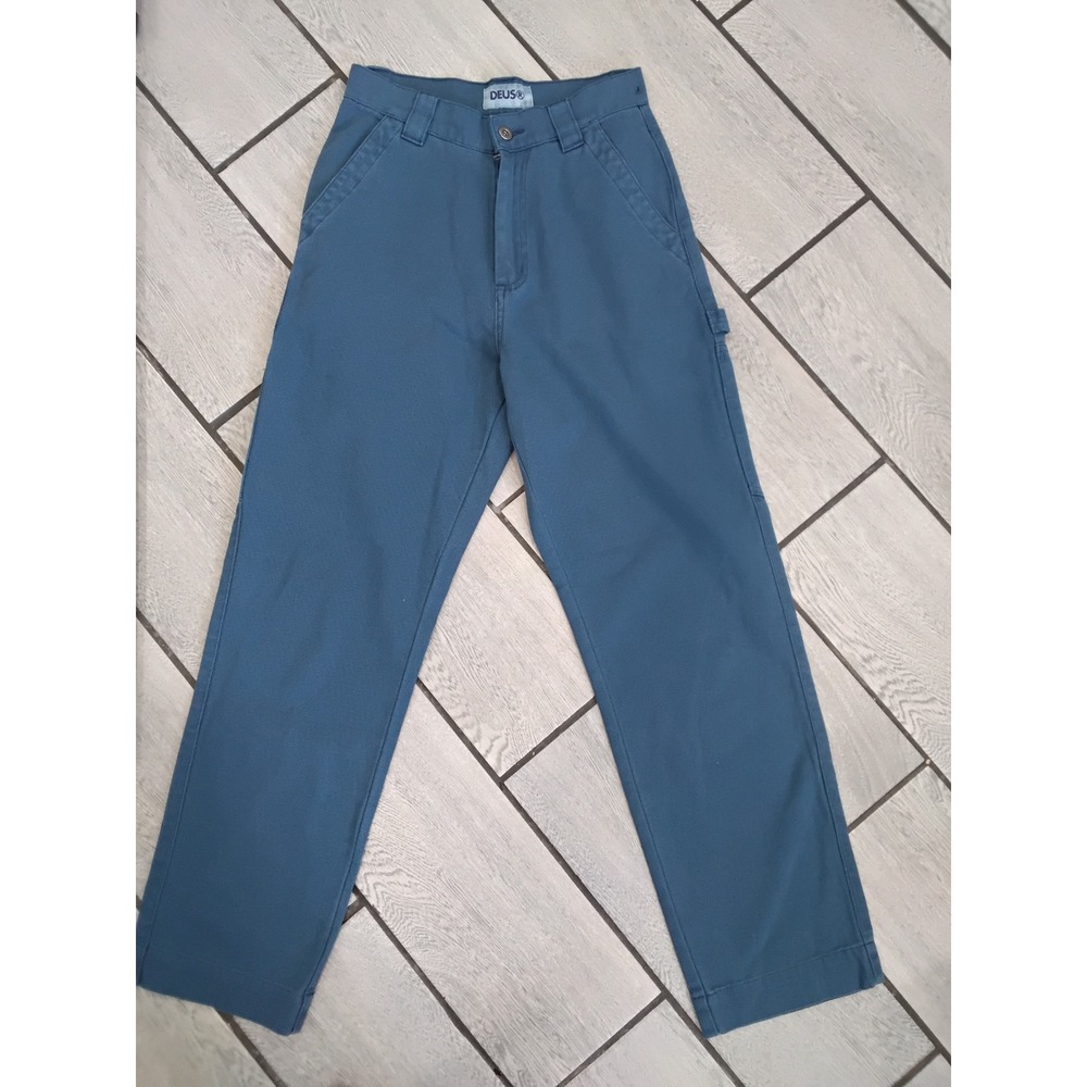 Deus Ex Machina Womens Blue Canvas Carpenter Pants Straight Leg Size 8